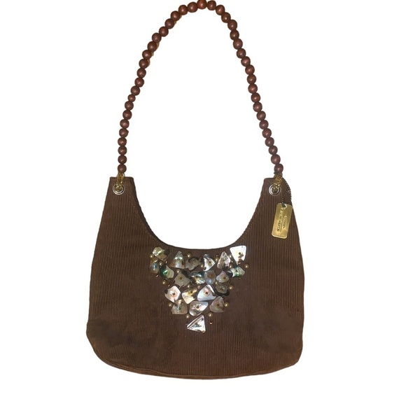 STACEY Designs Brown Corduroy Beaded Shell Bag - Picture 11 of 11